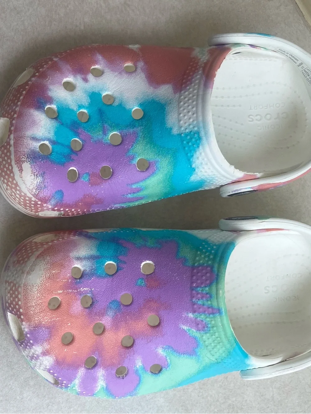 Crocs Kids Classic Tie Dye Clogs White Pink Purple Blue Size C10